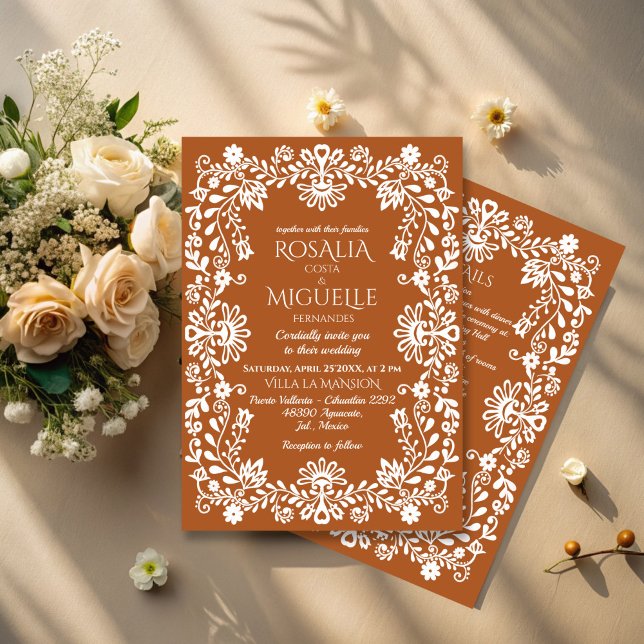 Convites Talavera terracotta casamento mexicano (Talavera terracotta vintage Mexican wedding Invitation cards with RSVP template instant download)