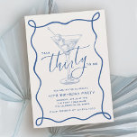 Convites Talk 30 To Me Whimsical Doodle Art 30th Birthday<br><div class="desc">Celebrate your big milestone in whimsical style with this fun Talk 30 To Me birthday party invitation. It features a handdrawn martini in a tall stemmed cocktail glass. A playful blue doodle handdrawn border frames the casual text in trendy style. The same border is repeated on the back of the...</div>