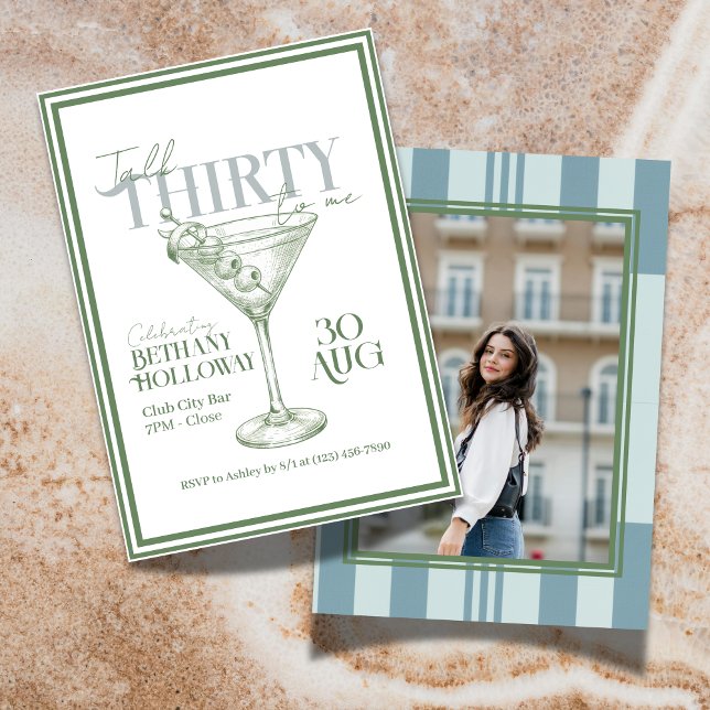 Convites Talk Thirty To Me Martini Cocktail 30th Birthday (Celebrate the big 3-0 with this stylish Talk Thirty To Me Martini Cocktail 30th Birthday Invitation!)