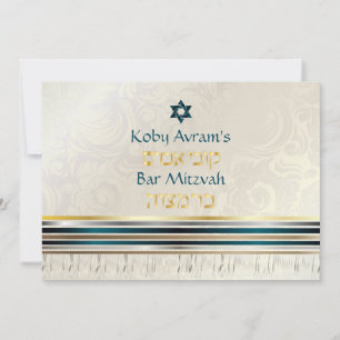 Convites Tallit de seda PixDezines/Bar Mitzvah/ouro