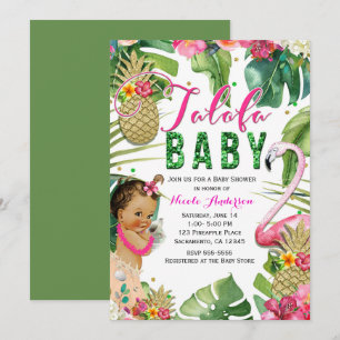 Convites Talofa Chuva de Bebê Menina Floral Tropical Vintag