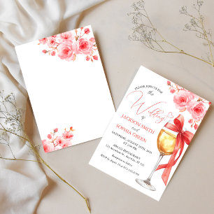 Convites Tâmera de Vinho Floral Vermelha Casamento Aquarela