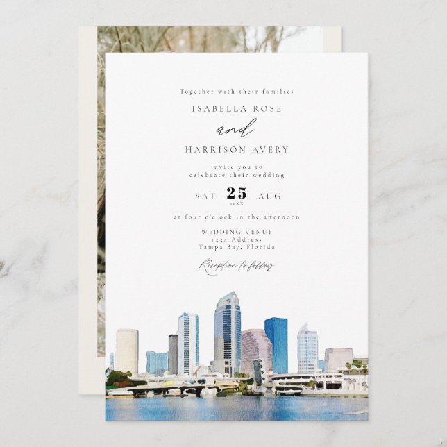 Convites TAMPA BAY Florida Viagem Destino Skyline (Frente/Verso)