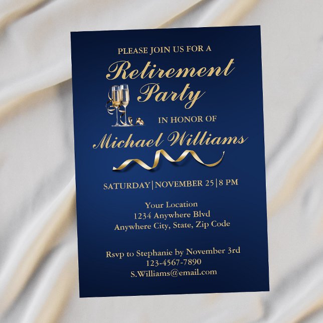 Convites Tampa de Champanhe Clássico Formal de Aposentadori (Criador carregado)