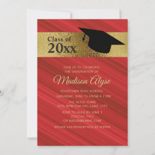 Convites Tampa de festa de formatura personalizada vermelha
