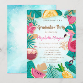 Convites Tampa de Formatura Brilhante, Formatura Tropical