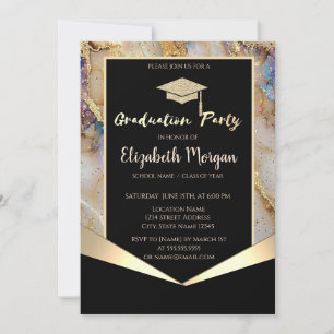 Convites Tampa de Formatura Brilhante, Mármore Pérola com C