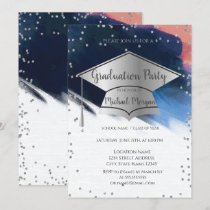 Convites Tampa de formatura com pincelada, Diamantes Gradua
