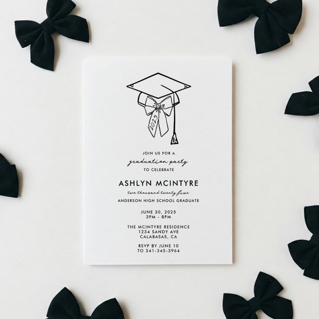 Convites Tampa de Formatura Minimalista com Laço (Criador carregado)