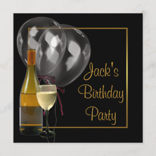 Convites Tampa de Garrafa de Vinho Dourado Preto Festa de A