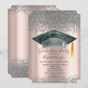 Convites Tampa de Graduação Aquarela, Diamantes Graduação R