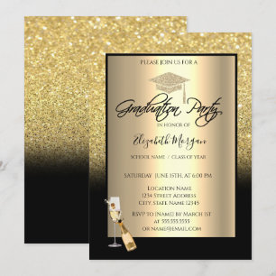 Convites Tampa de graduação com glitter dourado, Vinho, Vid