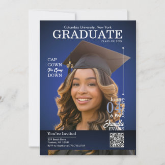 Convites Tampa de Graduação da Capa da Revista Azul
