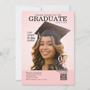 Convites Tampa de Graduação de Capa de Revista Rosa