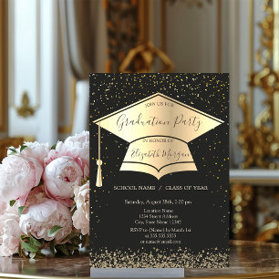 Convites Tampa de Graduação Dourada, Confetes de Diamantes