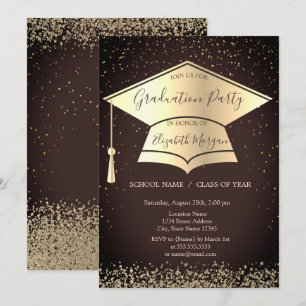 Convites Tampa de Graduação Dourada,Confetes de Diamantes G