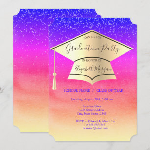 Convites Tampa de Graduação Dourada, Diamantes Graduação Om
