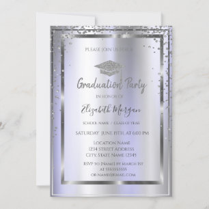 Convites Tampa de Graduacao Prateada Diamantes Violeta