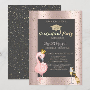 Convites Tampa de Graduação, Vinho, Flamingo Dourado Rosa G