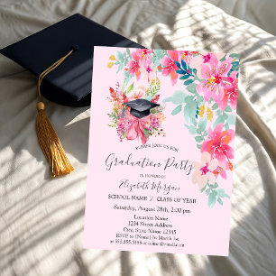 Convites Tampa de Gradução Floral, Flores de Primavera Grad