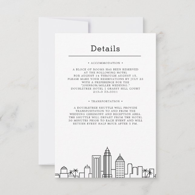 Convites Tampa, Florida Wedding | Detalhes do convidado (Frente)