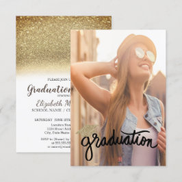 Convites Tampa Glitter Dourado Legal, Foto Graduação