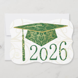 Convites Tampa Verde e Dourada Floral 2026 Card