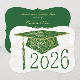 Convites Tampa Verde e Dourada para Festa de Formatura 2026
