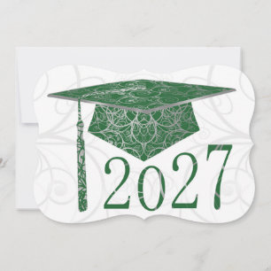 Convites Tampa Verde e Prata Floral 2027 Card