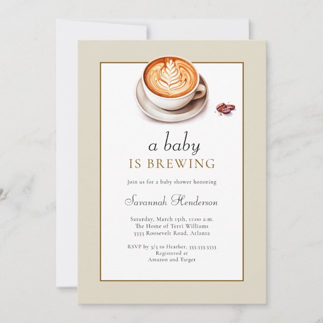 Convites Tan A Baby Está Fazendo Chá de fraldas De Café (Frente)