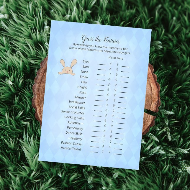 Convites Tan Bunny Blue Argyle Adivinhe o Jogo de Caracterí (Criador carregado)