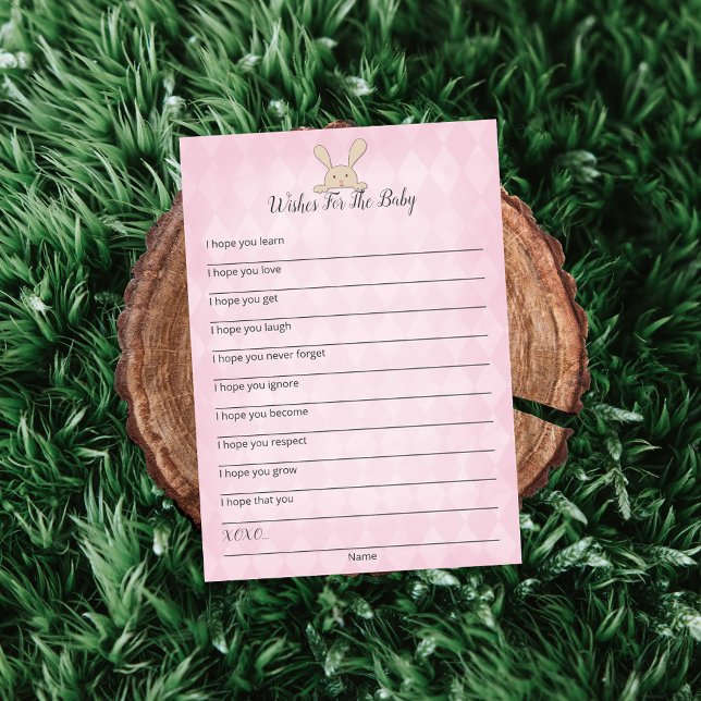 Convites Tan Bunny Pink Argyle Deseja Jogo De Bebê (Criador carregado)