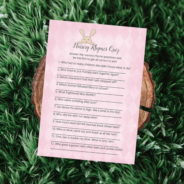 Convites Tan Bunny Pink Argyle Nursery Rhymes Game (Criador carregado)