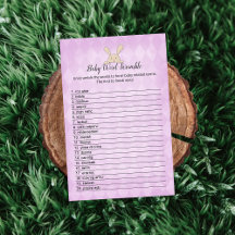 Tan Bunny Purple Argyle Baby Word Scramble Game