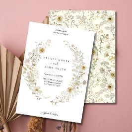 Convites Tan Flora Boho Wildflower Wedding