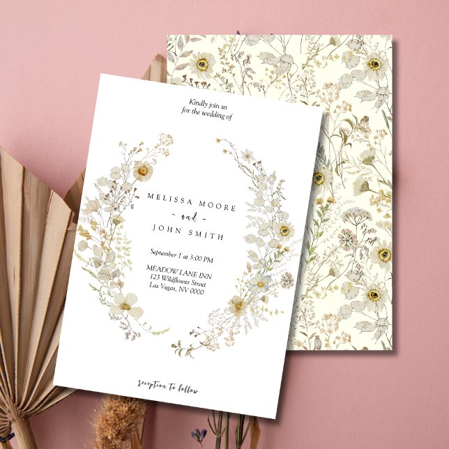 Convites Tan Flora Boho Wildflower Wedding (Criador carregado)