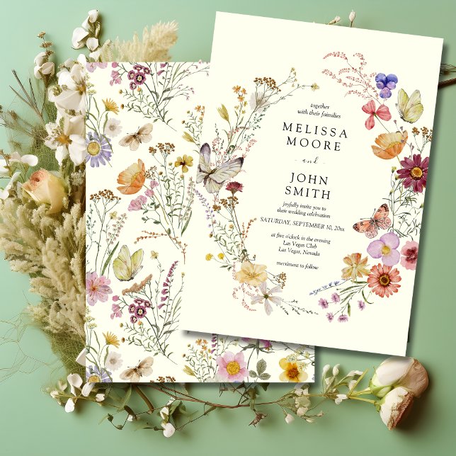 Convites Tan Flora Boho Wildflower Wedding (Criador carregado)