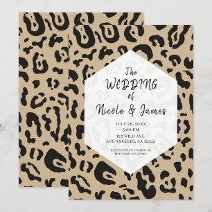 Convites Tan Marrom e Preto Guepardo Leopardo Chic Casament