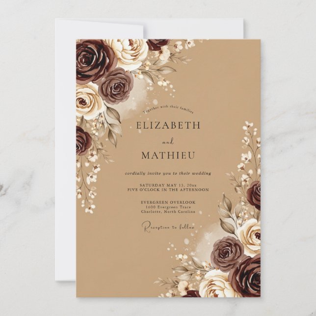 Convites Tan Polished Autumnal Wedding (Frente)