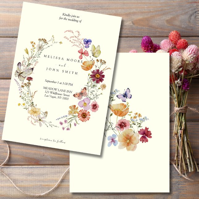 Convites Tan Rustic Boho Wildflower Wedding (Criador carregado)