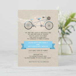 Convites Tandem Bicycle Wedding Faux Linen