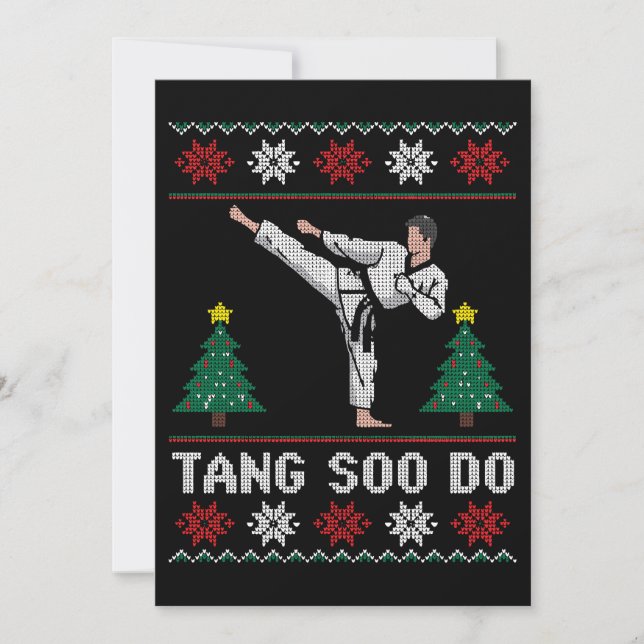Convites Tang Soo Do Natal Suéter Feio Artes Marciais (Frente)