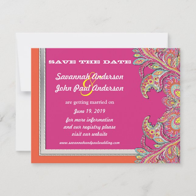 Convites Tangerina Marroquina e Save the Date de Casamento  (Frente)