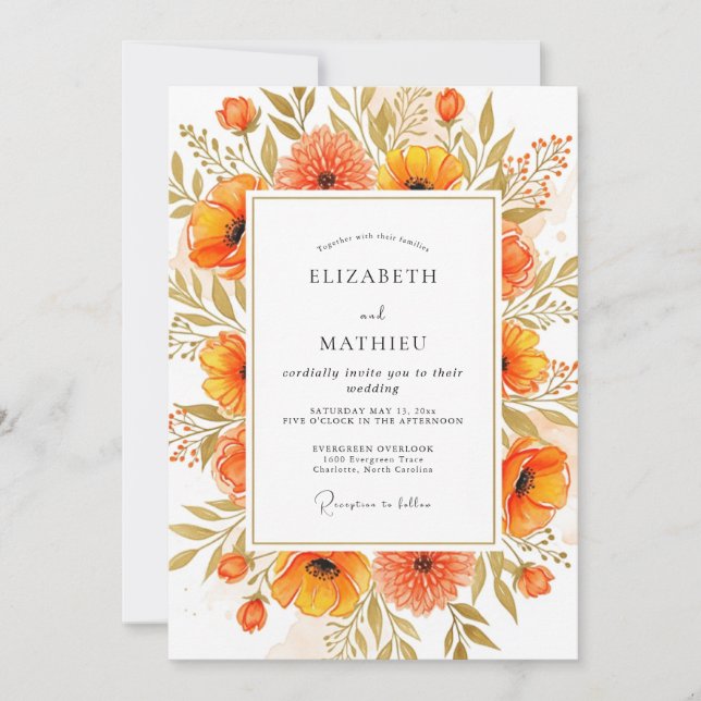 Convites Tangerine Captivating Autumnal Wedding (Frente)