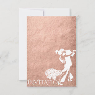 Convites Tango Classic Dance Rosa Rosa Dourado Branco