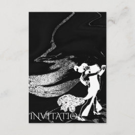 Convites Tango Dance Art Nouveau Black Marble