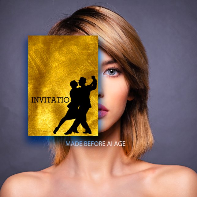 Convites Tango Flamenco Ouro de dança latino (Tango Flamenco Latin Dance Golden Foil Invitation)