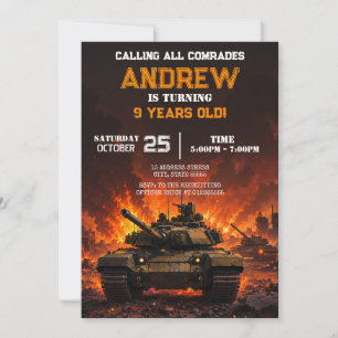 Convites Tanque Militar Pessoal de Aniversário do menino