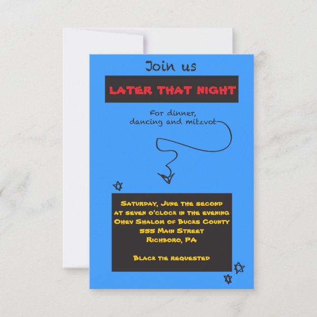 Convites TÃO CASUAL Bar Bat Mitzvah Festa (Frente)