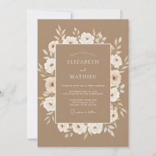 Convites Tão Creme Romance Floral Casamento